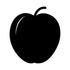 nectarine vector silhouette icon, black and white illustration of fruits.