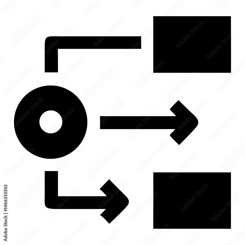 Poster flowchart process diagram illustration for data flow and workflow management with circle and rectang