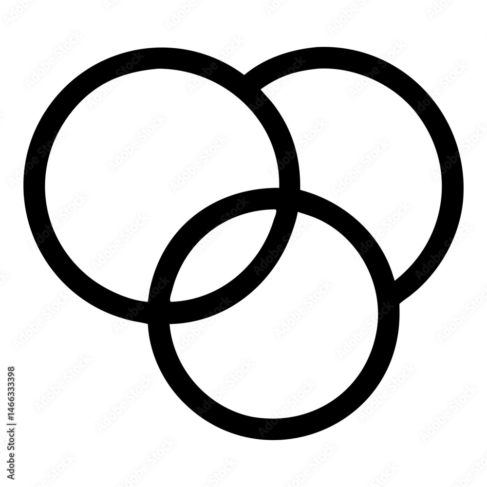 Poster three overlapping circles vector illustration representing connection unity and intersection design 