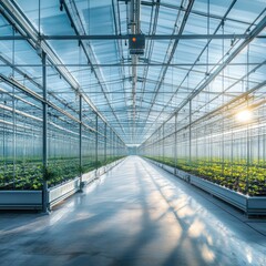Obraz premium Greenhouse interior space with plants