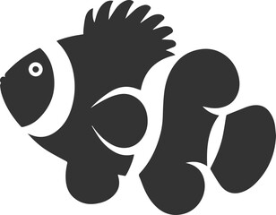 Vector silhouette of a clown fish black drawing