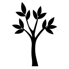 olive tree vector silhouette icon, black and white illustration of trees.