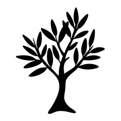 Obraz premium olive tree vector silhouette icon, black and white illustration of trees.