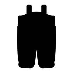 overalls vector silhouette icon, black and white illustration of clothing.