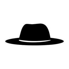 panama hats vector silhouette icon, black and white illustration of footwear.