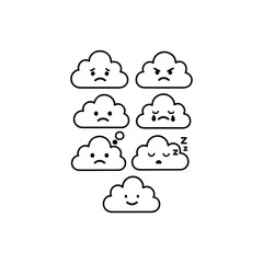 Cloud Emotions Icons Set