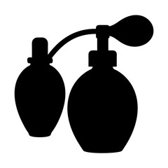 perfume atomizers vector silhouette icon, black and white illustration of footwear.