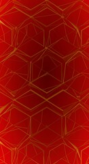 Crimson Hexagon: Intricate 3D Render, Deep Red Hues