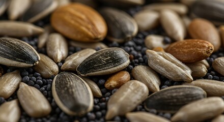 Obraz premium Pile of Seeds Filling the Frame for Food and Health Concepts