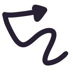 Curved Arrow Brush Stroke | Minimal Hand Drawn Directional Doodle