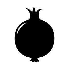 pomegranate vector silhouette icon, black and white illustration of fruits.