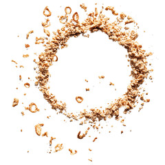 Crunchy pretzel ring circle on a transparent background, creating a dynamic food frame for snack or dessert concepts