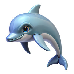 Obraz premium Playful Cartoon Dolphin. 3D Render of a Happy Sea Mammal Jumping