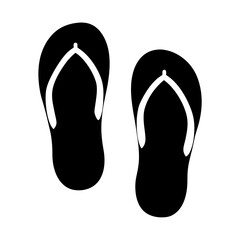 sandals vector silhouette icon, black and white illustration of footwear.