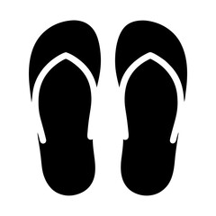 slippers vector silhouette icon, black and white illustration of footwear.
