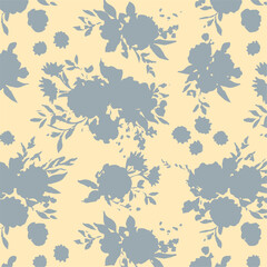 Floral vintage seamless pattern. Fall vector background with flowers and leaves.
