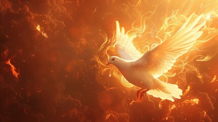 Christian Holy Spirit Pentecost Celebration Banner with Clean Lines and Vibrant Colors