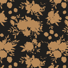 Floral vintage seamless pattern. Fall vector background with flowers and leaves.

