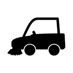 Obraz premium street sweeper , black and white illustration of vehicles.