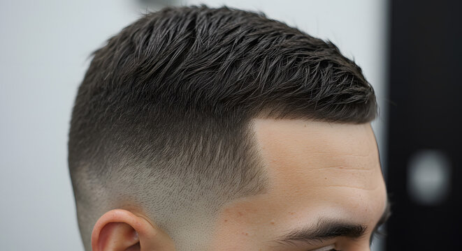 Zero Cut Hair Style Captured in Sharp Close-up, Showing Perfectly Clean and Precise Lines