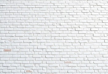 Fototapeta premium Abstract white brick wall texture, wide panorama, copy space for web banner design, brickwork, abstract