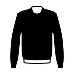 sweater vector silhouette icon, black and white illustration of clothing.