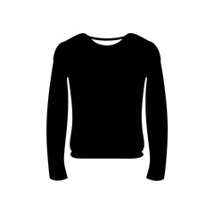 sweater vector silhouette icon, black and white illustration of clothing.