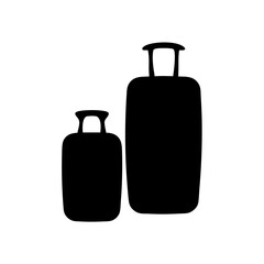 travel pouches vector silhouette icon, black and white illustration of footwear.