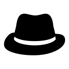 trilby vector silhouette icon, black and white illustration of footwear.