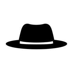 trilby vector silhouette icon, black and white illustration of footwear.