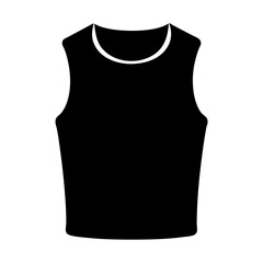 undershirt vector silhouette icon, black and white illustration of clothing.