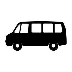 van , black and white illustration of vehicles.
