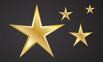 Gold stars isolated on black background