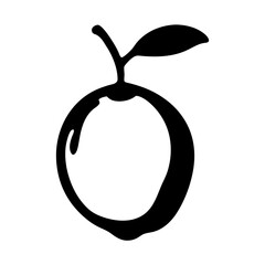 white sapote vector silhouette icon, black and white illustration of fruits.