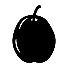 white sapote vector silhouette icon, black and white illustration of fruits.