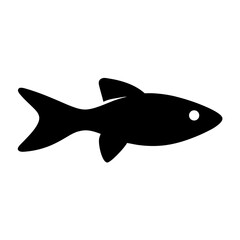 zebra danio fish vector silhouette icon, black and white illustration of fish.
