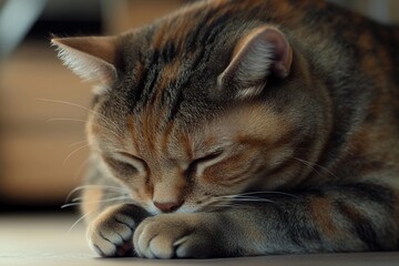 Quiet Moments of Contemplation for a Feline Friend Resting Peacefully Generative AI