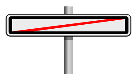 Panneau de sortie de ville sur poteau, signalisation routière, France