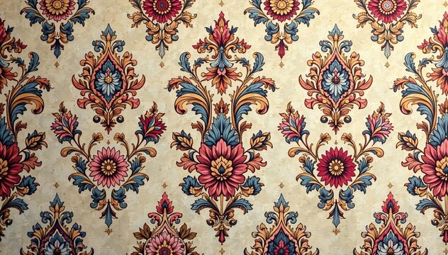 Intricate floral damask, repeating motif elegant, vintage, wallpaper, textile, surface, embroidery, sophisticated