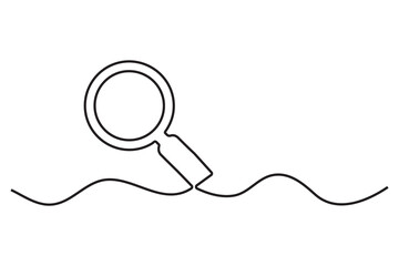 Obraz premium Magnifying Glass Focused on a Line Continuous Line Art Concept 