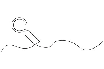 Magnifying Glass Focused on a Line Continuous Line Art Concept

