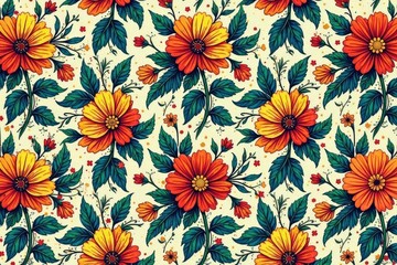 Intricate, flowing floral pattern; continuous, elegant design , seamless pattern, tileable, endless