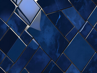 Abstract 3D Dark Blue Geometric Tiles