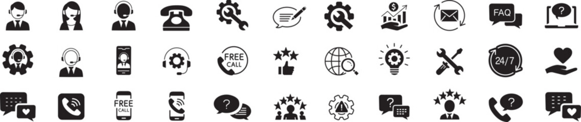 Customer service icon set. Editable liner icons collection. Vector illustration.