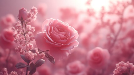 Obraz premium Pink Rose Garden: A Dreamy Floral Wonderland