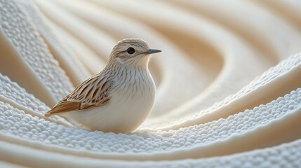 Serene Bird on a Creamy Textured Surface