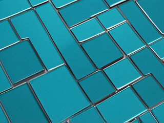 Teal Glossy Rectangular and Square Ceramic Tiles
