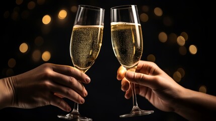 Close-Up Of Hands Holding A Glass Of Sparkling Wine With Soft Focus Background