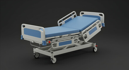 Adjustable Hospital Bed with Blue Mattress in Medical Environment
