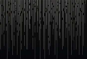 Obraz premium Minimal Abstract Line Composition Featuring Vertical White Strokes on Black Background with Gentle Wave Motion on Top 